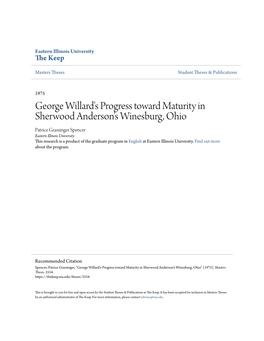 George Willard's Progress Toward Maturity in Sherwood Anderson's Winesburg, Ohio