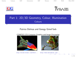 Part 1: 2D/3D Geometry, Colour, Illumination Colours