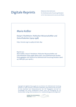 Mario Keßler, Ossip K. Flechtheim. Politischer Wissenschaftler Und Zukunftsdenker (1909-1998), Böhlau Köln, 2007 (Zeithistorische Studien