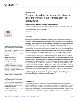 Temporal Trends in Arthropod Abundances After the Transition to Organic Farming in Paddy Fields