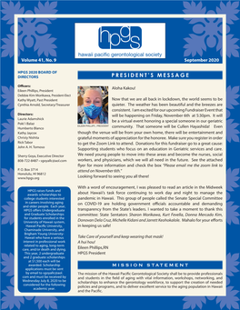 HPGS Newsletter-Volume 41 No 9 September 2020