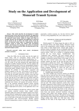 Study on the Application and Development of Monorail Transit System