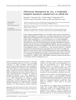 Halomonas Daqingensis Sp. Nov., a Moderately Halophilic Bacterium Isolated from an Oilfield Soil