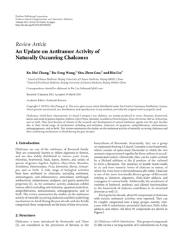 An Update on Antitumor Activity of Naturally Occurring Chalcones