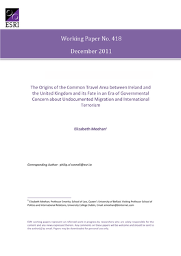 Working Paper No. 418 December 2011