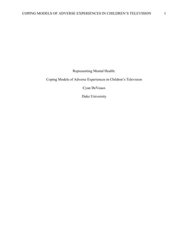 Coping Models of Adverse Experiences in Children's Television