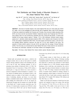 Fish Distribution and Water Quality of Mountain Streams in the Jirisan