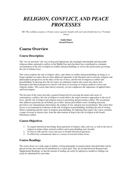 Religion, Conflict, and Peace Processes