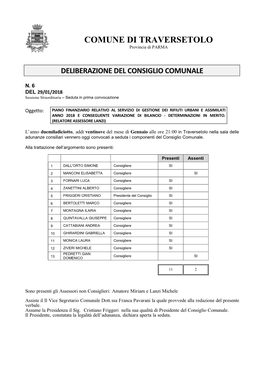 COMUNE DI TRAVERSETOLO Provincia Di PARMA