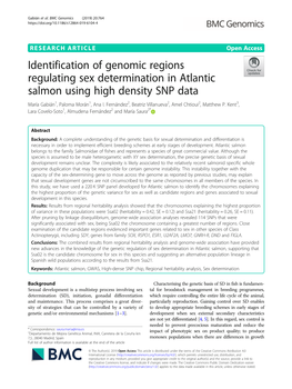 Identification of Genomic Regions Regulating Sex Determination in Atlantic Salmon Using High Density SNP Data María Gabián1, Paloma Morán1, Ana I