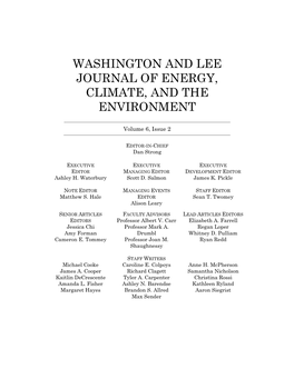 Washington and Lee Journal of Energy, Climate, and the Environment