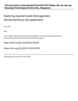 Exploring Layered Metal Chalcogenides : Electrochemistry and Application