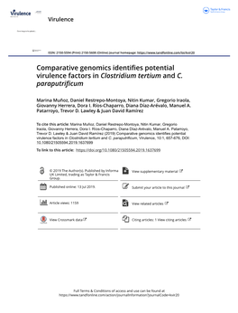 Comparative Genomics Identifies Potential Virulence Factors in Clostridium Tertium and C