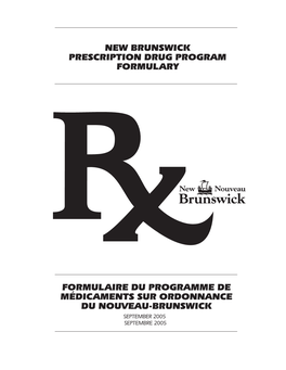 New Brunswick Prescription Drug Program Formulary