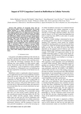 Impact of TCP Congestion Control on Bufferbloat in Cellular Networks