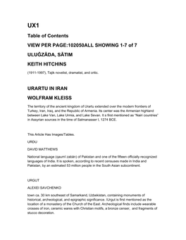 Table of Contents VIEW PER PAGE:102050ALL SHOWING 1-7 of 7 ULUḠZĀDA, SĀTIM KEITH HITCHINS