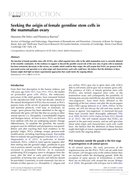 Seeking the Origin of Female Germline Stem Cells in the Mammalian Ovary