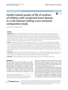 Health-Related Quality of Life of Mothers of Children with Congenital Heart Diseases in a Sub-Saharan Setting