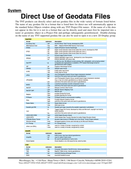 System: Direct Use of Geodata Files