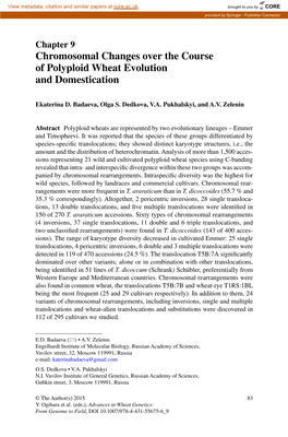 Chromosomal Changes Over the Course of Polyploid Wheat Evolution and Domestication