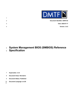 System Management BIOS (SMBIOS) Reference Specification DSP0134