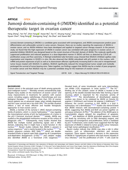 Jumonji Domain-Containing 6 (JMJD6) Identified As a Potential