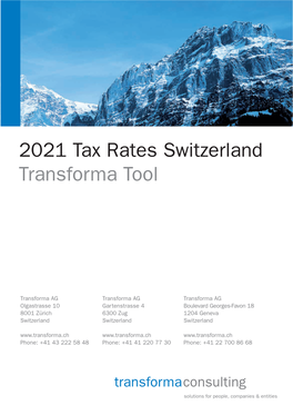 2021 Tax Rates Switzerland Transforma Tool