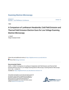 A Comparison of Lanthanum Hexaboride, Cold Field Emission and Thermal Field Emission Electron Guns for Low Voltage Scanning Electron Microscopy