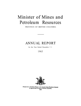 Minister of Mines and Petroleum Resources PROVINCE of BRITISH COLUMBIA