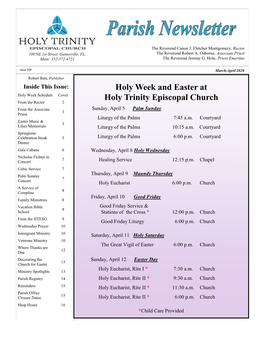 Holy Week and Easter at Holy Trinity Episcopal Church