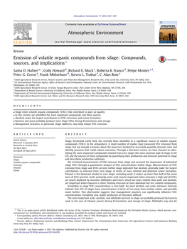 Emission of Volatile Organic Compounds from Silage: Compounds, Sources, and Implicationsq