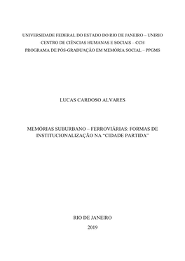 Ferroviárias: Formas De Institucionalização Na ―Cidade Partida‖