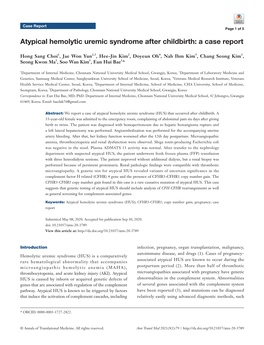 Atypical Hemolytic Uremic Syndrome After Childbirth: a Case Report