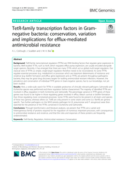 Tetr-Family Transcription Factors in Gram-Negative Bacteria