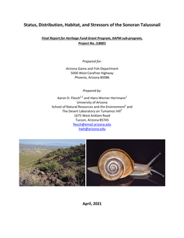 Status, Distribution, Habitat, and Stressors of the Sonoran Talussnail