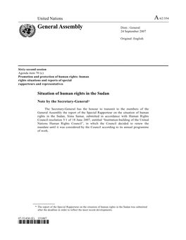 General Assembly Distr.: General 24 September 2007