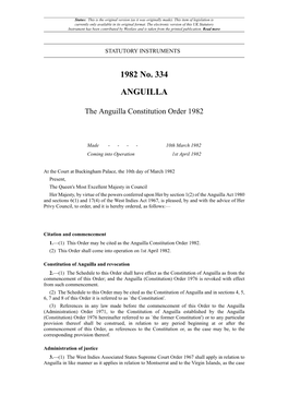 The Anguilla Constitution Order 1982
