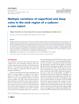 Multiple Variations of Superficial and Deep Veins in the Neck Region of a Cadaver: a Case Report