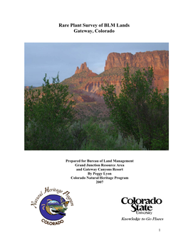 Rare Plant Survey of BLM Lands Gateway, Colorado