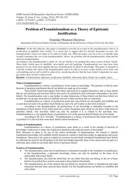 Problem of Foundationalism As a Theory of Epistemic Justification