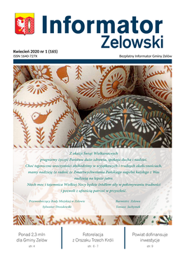 Kwiecień 2020 Nr 1 (165) ISSN 1640-727X Bezpłatny Informator Gminy Zelów