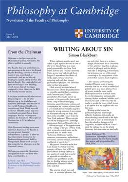 Philosophy at Cambridge Newsletter of the Faculty of Philosophy