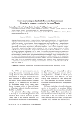 Coleoptera: Scarabaeidae) Diversity in an Agroecosystem in Yucatan, Mexico