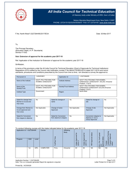 India Council for Technical Education (A Statutory Body Under Ministry of HRD, Govt