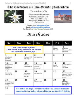 March 2019 the Edelweiss Am Rio Grande Nachrichten