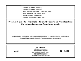 No. 3124 4 N'wendamhala 2020 4 DESEMERE 2020 4 NYENDAVHUSIKU 2020 2 No