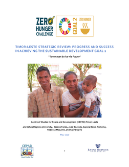 Timor-Leste Strategic Review: Progress and Success in Achieving the Sustainable Development Goal 2