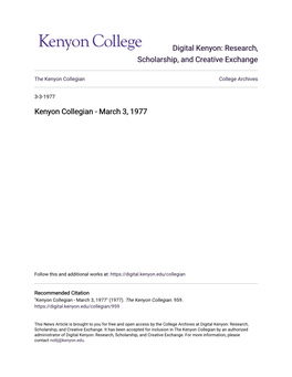 Kenyon Collegian College Archives