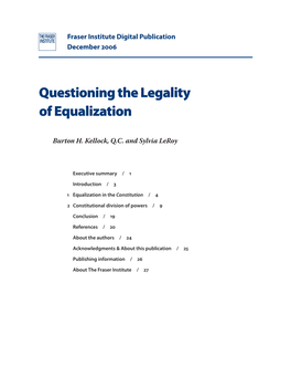 Questioning the Legality of Equalization (Fraser Institute Digital