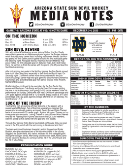 MEDIA NOTES @Sundevilhockey @Sundevilhockey /Sundevilhockey